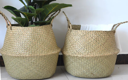 Cesto de Vime para plantas ou armazenamento de roupas - Cottage Decor - Rattan - Tamanho 45 cm