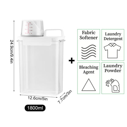 1100/1800/2300Ml Refillable Laundry Detergent Dispenser Empty Tank for Powder Softener Bleach Storage Container with Labels