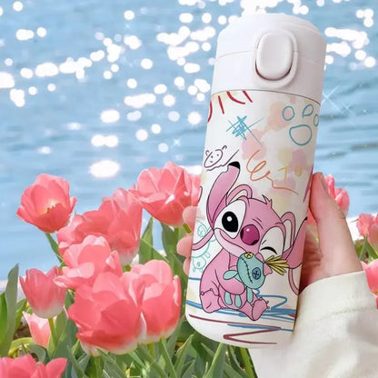 Disney Lilo & Stitch Cartoon Thermos Cup Portable Pretty Cute Cup Stainless Steel Kettle Vacuum Cup Water Bottle 420ml