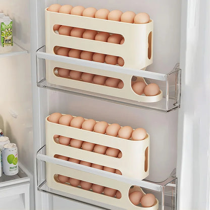 4 Layers Automatic Rolling Holder Rack Fridge Eggs Storage Box Container Kitchen Refrigerator Egg Dispenser Fridge Egg Organizer