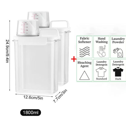 1100/1800/2300Ml Refillable Laundry Detergent Dispenser Empty Tank for Powder Softener Bleach Storage Container with Labels