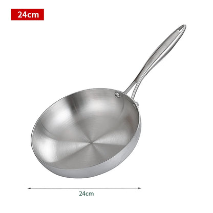 304 Stainless Steel Frying Pan, NonStick Pan Fried Steak Pot  Uncoated Kitchen Cookware For Gas Stove and Induction Cooker