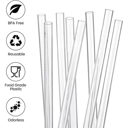 Replacement Straws for Stanley 40 oz 30 oz Cup Tumbler, 12 Pack Clear Reusable Plastic Straws, 2 Straw Brushes,for Stanley Cup