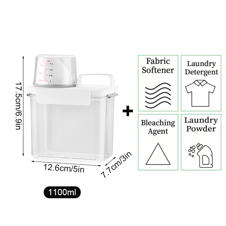 1100/1800/2300Ml Refillable Laundry Detergent Dispenser Empty Tank for Powder Softener Bleach Storage Container with Labels