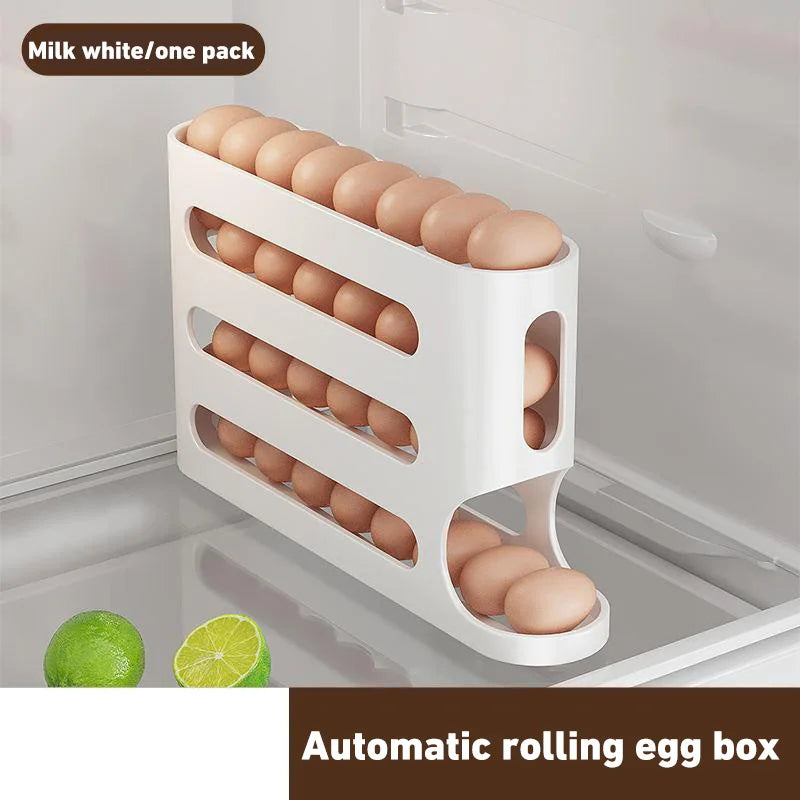 4 Layers Automatic Rolling Holder Rack Fridge Eggs Storage Box Container Kitchen Refrigerator Egg Dispenser Fridge Egg Organizer