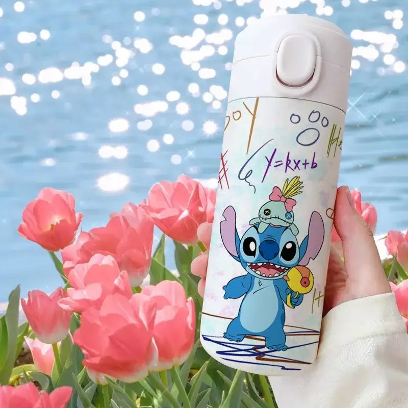 Disney Lilo & Stitch Cartoon Thermos Cup Portable Pretty Cute Cup Stainless Steel Kettle Vacuum Cup Water Bottle 420ml