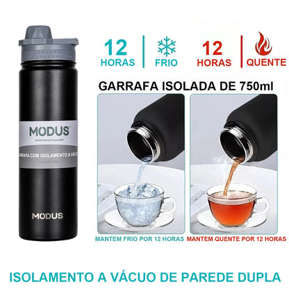 MODUS Thermos Bottle with Straw Stainless Steel Thermal Cup Car Insulated Flask Water Tumbler for Outdoor Sports 750ml