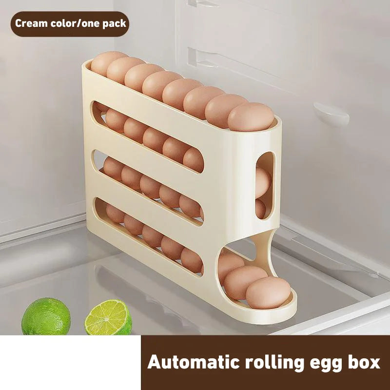 4 Layers Automatic Rolling Holder Rack Fridge Eggs Storage Box Container Kitchen Refrigerator Egg Dispenser Fridge Egg Organizer