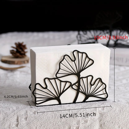 1pc Metal Ginkgo Leaf Napkin Holder,Tissue Holder For Restaurant Hotel Cafe,Dining Table Vertical Square Towel Paper Holder Base