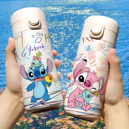 Disney Lilo & Stitch Cartoon Thermos Cup Portable Pretty Cute Cup Stainless Steel Kettle Vacuum Cup Water Bottle 420ml