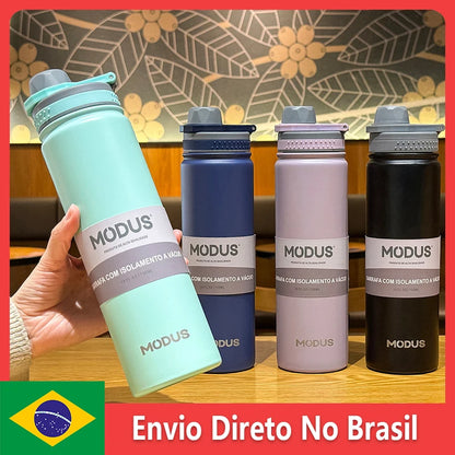 MODUS Thermos Bottle with Straw Stainless Steel Thermal Cup Car Insulated Flask Water Tumbler for Outdoor Sports 750ml