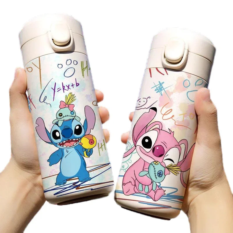 Disney Lilo & Stitch Cartoon Thermos Cup Portable Pretty Cute Cup Stainless Steel Kettle Vacuum Cup Water Bottle 420ml