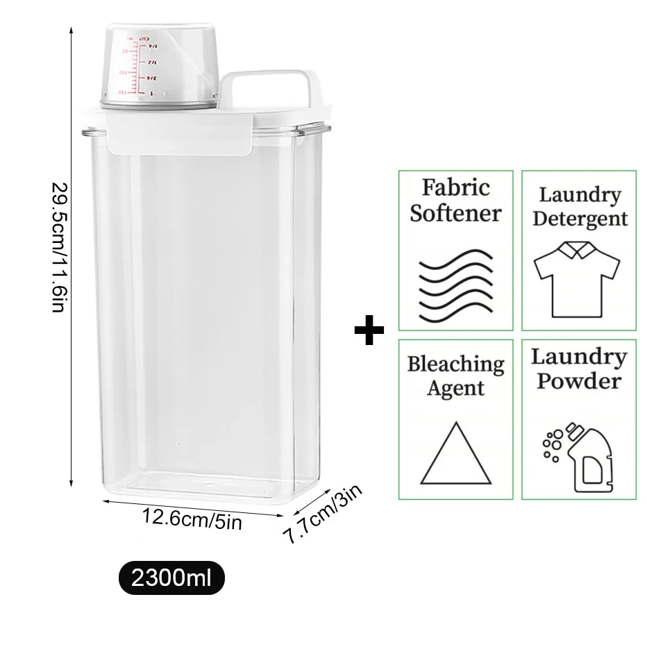 1100/1800/2300Ml Refillable Laundry Detergent Dispenser Empty Tank for Powder Softener Bleach Storage Container with Labels