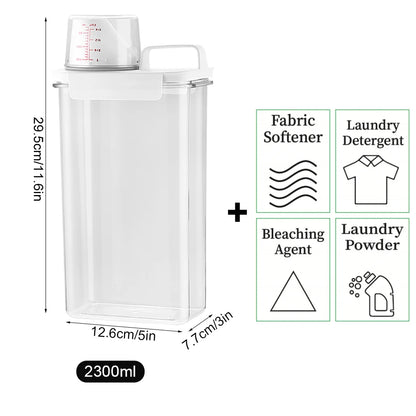 1100/1800/2300Ml Refillable Laundry Detergent Dispenser Empty Tank for Powder Softener Bleach Storage Container with Labels