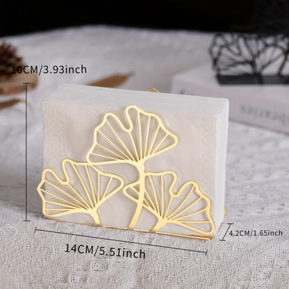 1pc Metal Ginkgo Leaf Napkin Holder,Tissue Holder For Restaurant Hotel Cafe,Dining Table Vertical Square Towel Paper Holder Base