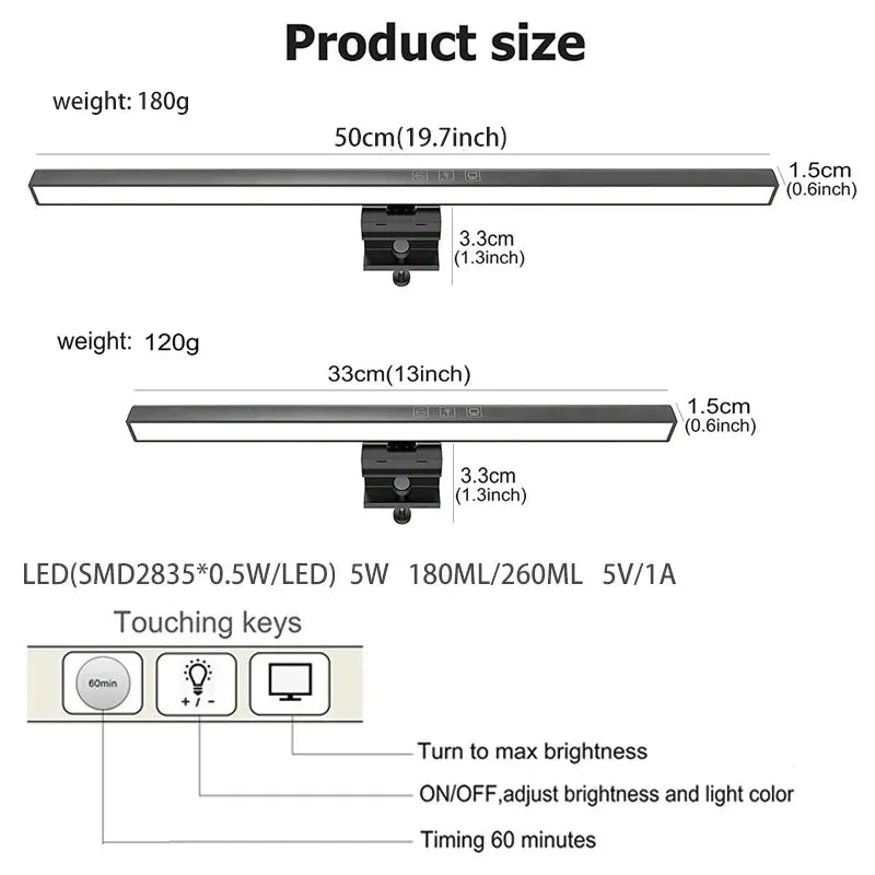 LED Computer Monitor Light Bar For Learning/Reading/Work Dimming Night Lighting Display Screen Hanging Lamp Eye Protection Lamp